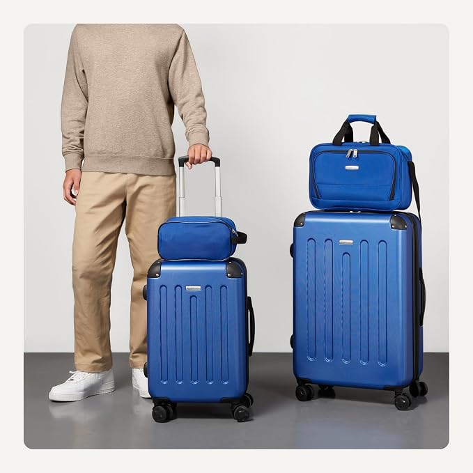 Amazon Basics 4-Piece Luggage Set, Including Two Hardside Suitcases - Image 3