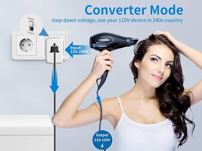 International Travel Adapter Voltage Converter Steps Down 220V to 110V - Image 2