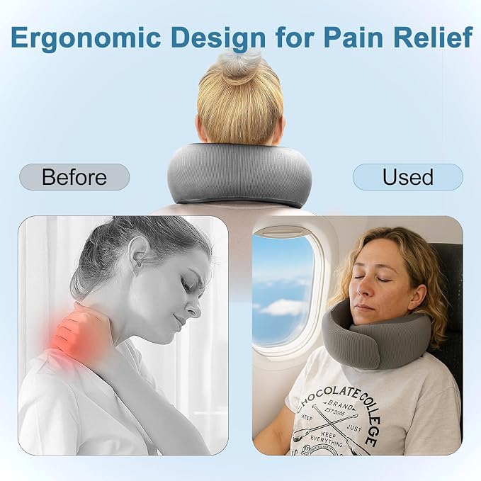 Neck Pillow for Traveling, Travel Neck Pillow for Airplanes, Smooth & Cooling - Image 4