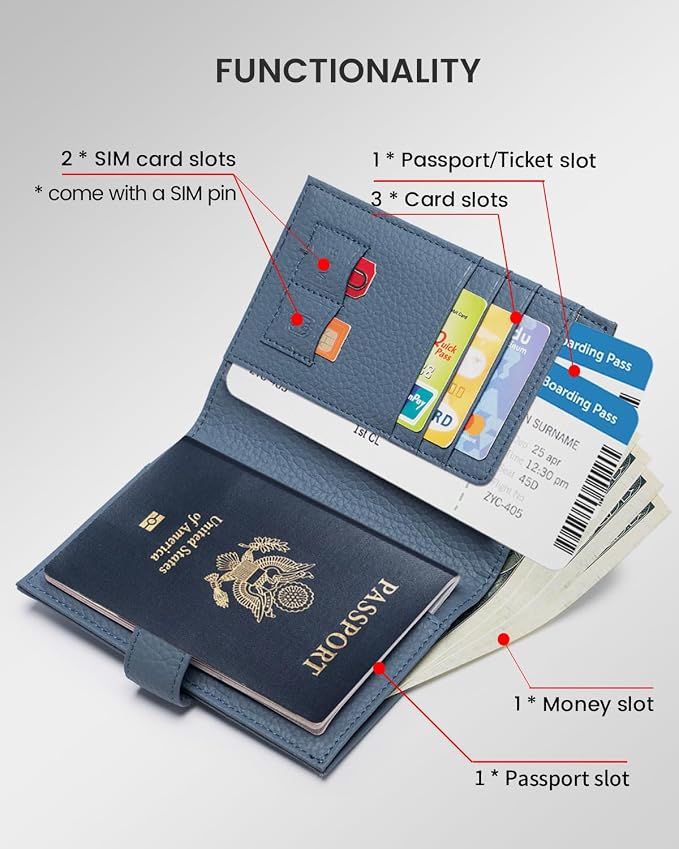 RFID Slim Passport Holder for Man & Women, Compact Leather Passport Wallet - Image 2