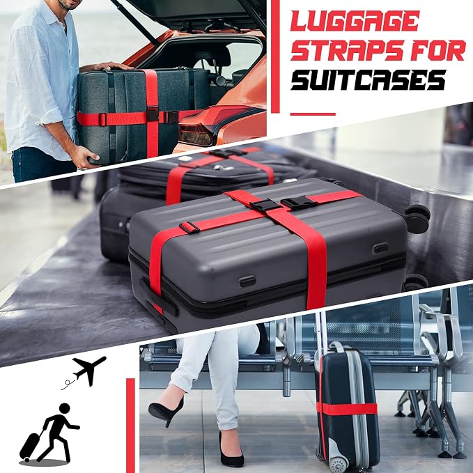 Eccliy 12 Pack Luggage Straps Suitcase Belts Wide Adjustable Packing Straps - Image 6