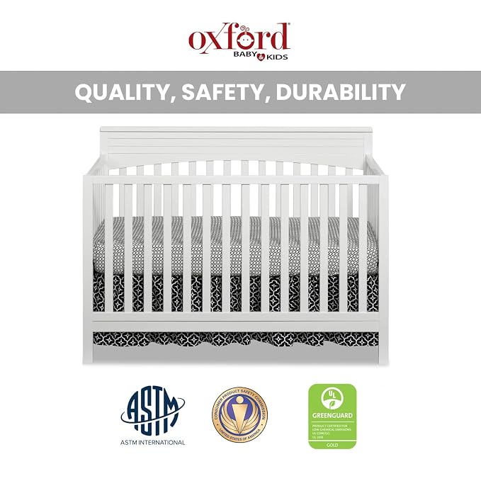 Oxford Baby Harper 4-in-1 Convertible Crib, Snow White - Image 5