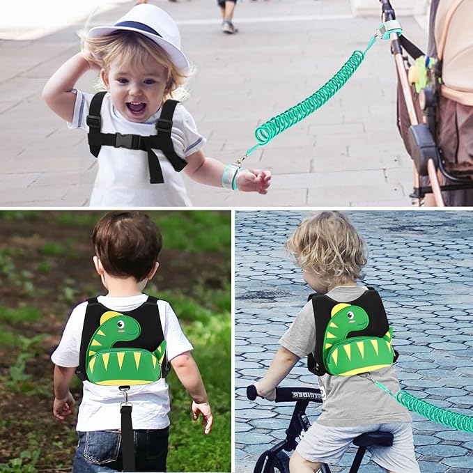 Accmor Toddler Harness Leash + Anti Lost Wrist Link, Cute Dinosaur Kids Harness - Image 4