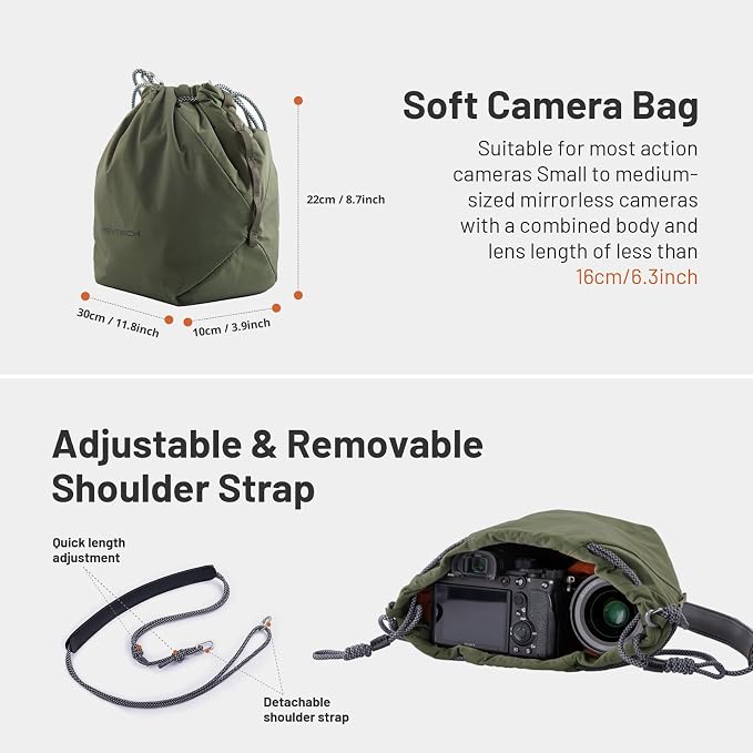 PGYTECH OneGo Drawstring Small Camera Bag, Leather Soft Camera Pouch compatible - Image 8