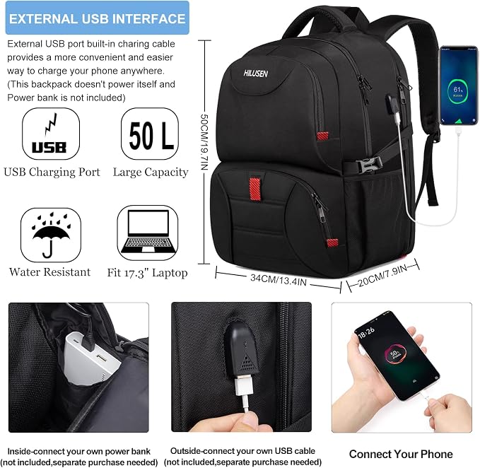 HILUSEN Extra Large Backpack for Men 50L, Insulated Cooler Lunch Box Backpack - Image 5