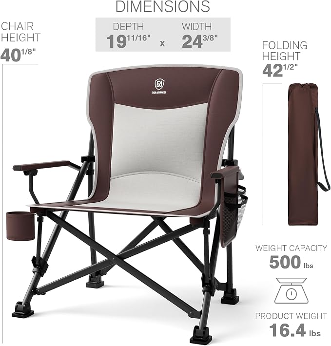 EVER ADVANCED Oversized Folding Camping Chair, - Image 8