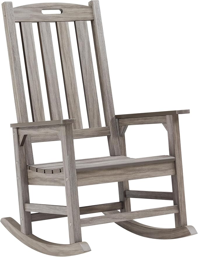 Psilvam Outdoor Rocking Chair, Poly Lumber Oversized Rocking Chair by PsilvamGardenFurniture