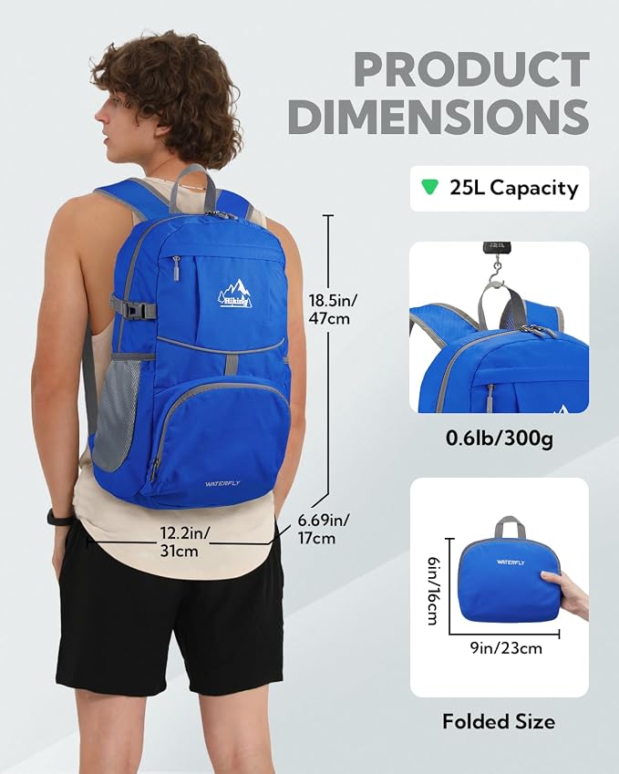 WATERFLY Hiking Foldable Daypack Backpack: 25L Ultra Lightweight Packable - Image 2