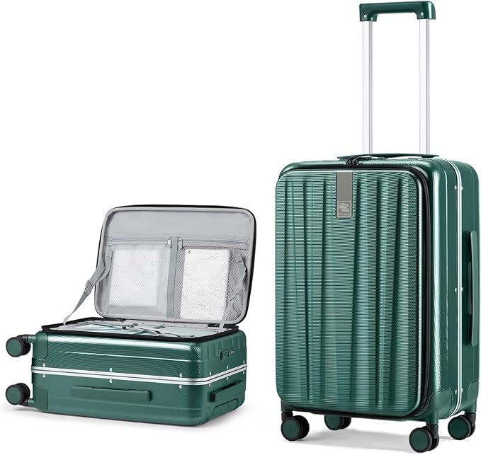 Hanke 24 Inch Checked Luggage Front Opening Rolling Suitcase Hard Sided Luggage by Hanke