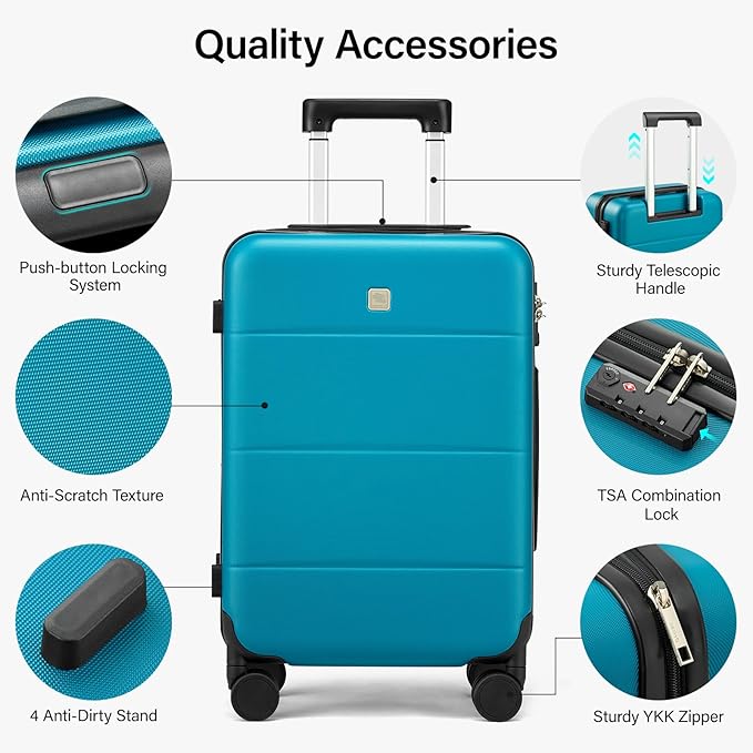 Hanke 20 Inch Carry On Luggage 22x14x9 Airline Approved PC Hard Shell Suitcases - Image 4