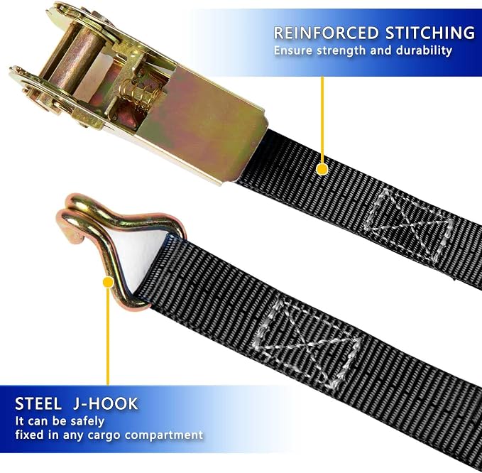 Black Ratchet Straps, 1 Inch x 16.4 Feet - Image 4