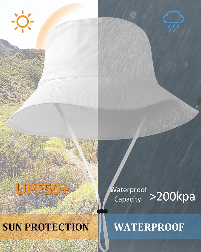 Water-Resistant Sun UPF 50+ Bucket Hat Protection Packable Brimmed Boonie - Image 2