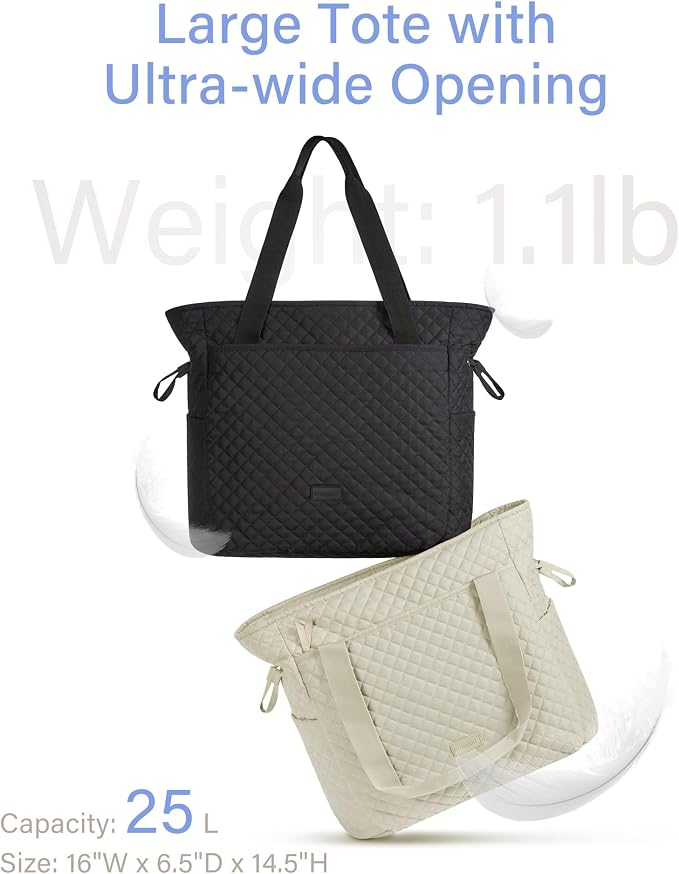 BAGSMART 25L Quilted Tote Bag Large Shoulder Bag - Image 5
