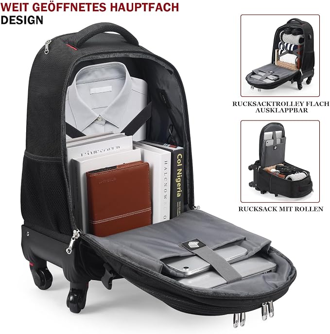 StarCloud 4-Wheel Rolling Backpack 45L: 17.3-Inch Roller Travel Laptop Backpack - Image 2