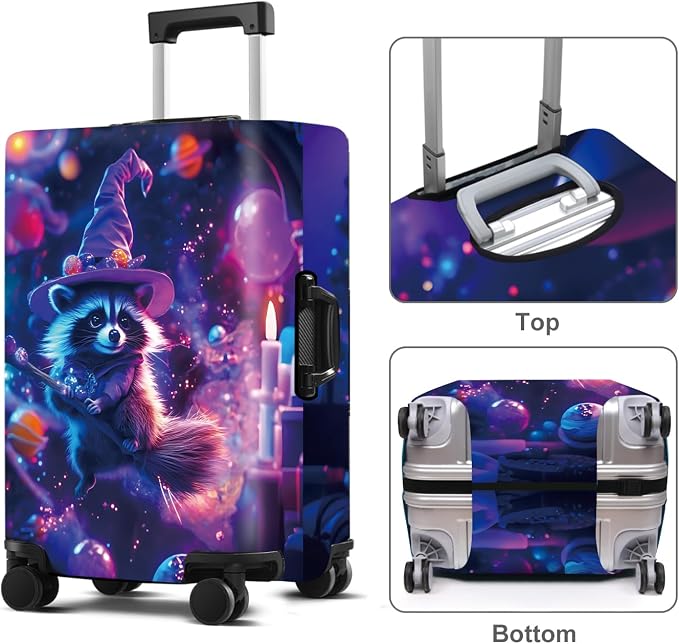 Raccoon Luggage Cover Washable Suitcase Protector Anti-Scratch, Stretchable Fit - Image 2