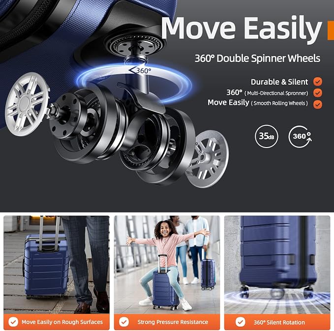SHOWKOO Luggage Sets Expandable PC+ABS Durable Suitcase Double Wheels TSA Lock - Image 3