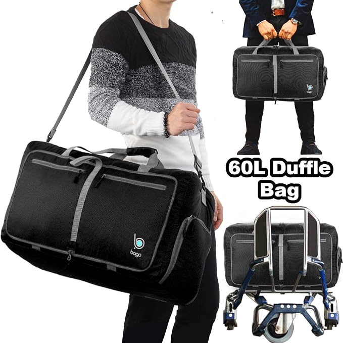 Bago Foldable Duffel Bags for Traveling Women & Men - 60L Medium Packable - Image 5