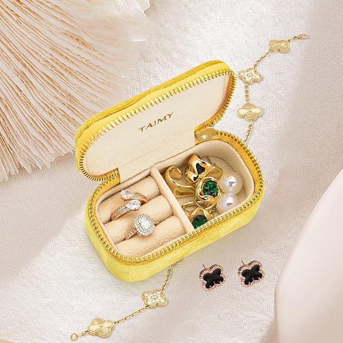 Small Travel Jewelry Case, Mini Tiny Plush Velvet Jewelry Box - Image 5