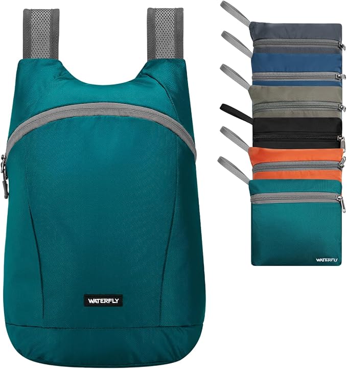 WATERFLY Foldable Lightweight Hiking Backpack: 15L Packable Traveling Daypack by Waterfly