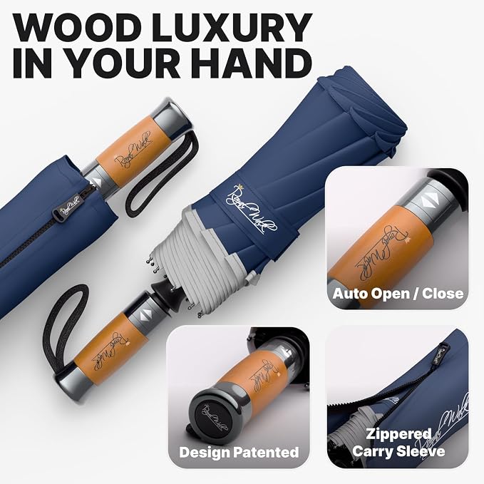 Royal Walk Windproof Folding Travel Umbrella Compact and Strong Luxurious Real - Image 3