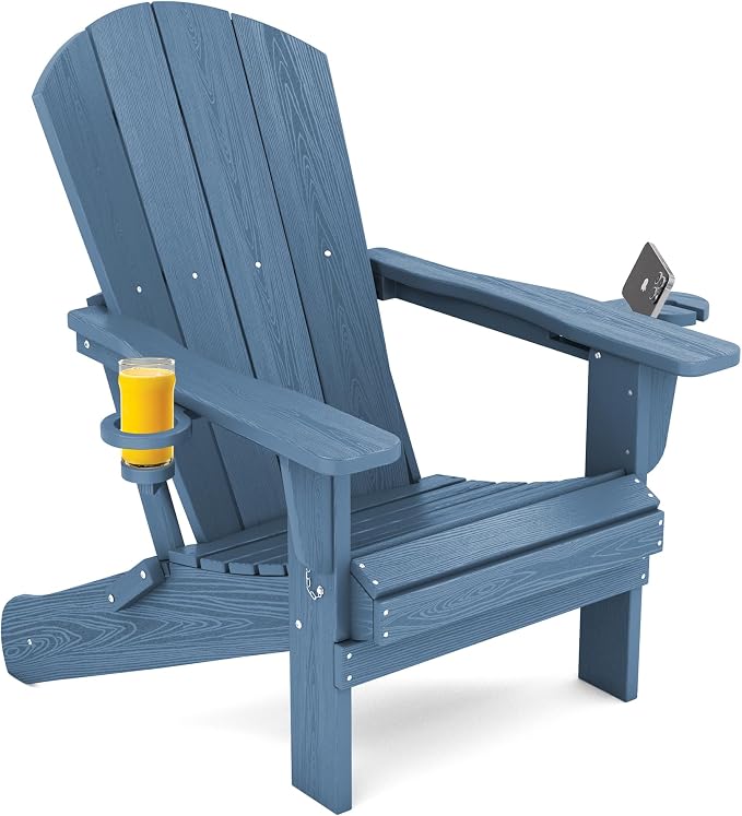 SERWALL Folding Adirondack Chair, HDPE Adirondack Chairs, Plastic Outdoor by SERWALL