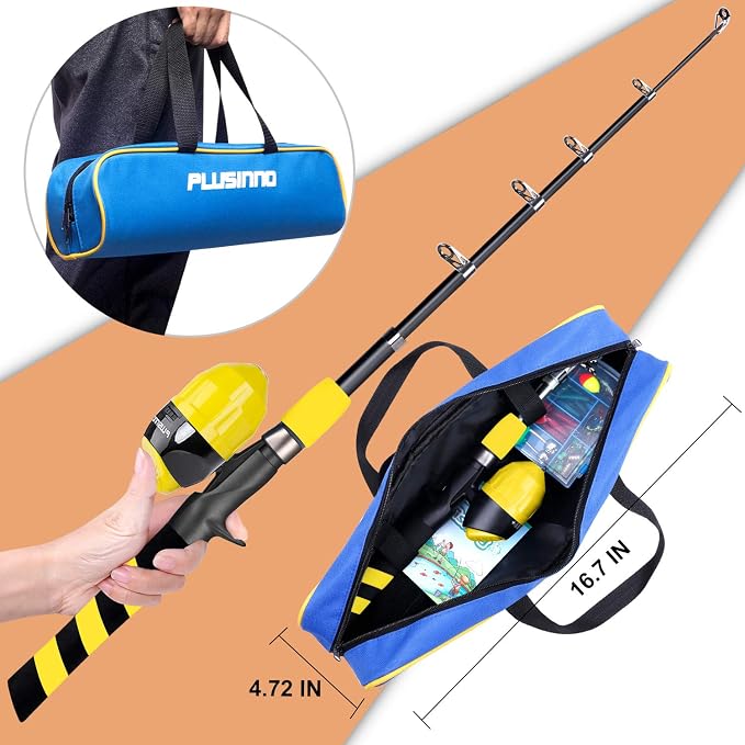 PLUSINNO Kids Fishing Pole, Portable Telescopic Fishing Rod and Reel Combo Kit - - Image 2