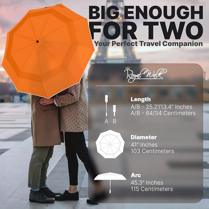 Royal Walk Windproof Folding Travel Umbrella Compact and Strong Luxurious Real - Image 2