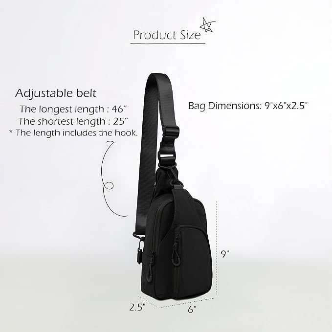 ODODOS Daily Sling Bag with Adjustable Straps Crossbody Chest Bag Lightweight - Image 6