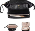 Gifts for Friends Female Mom, Initial Makeup Bag, Personalized Double Layer by Vogewood