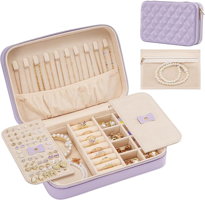 Lolalet Travel Jewelry Case for Women, Travel Jewelry Organizer Box by Lolalet
