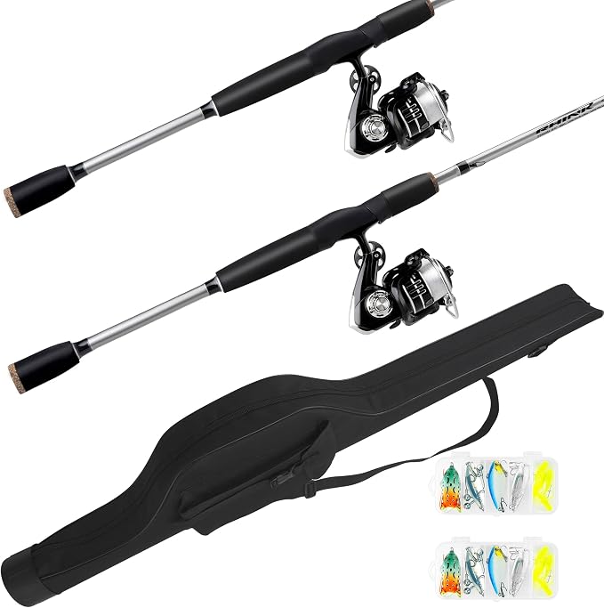 2-Piece Fishing Rod and Spinning Reel Combos by RHINR