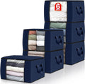 Fab totes 6 Pack Clothes Storage, Foldable Thick Fabric Blanket Storage Bags by Fabtotes