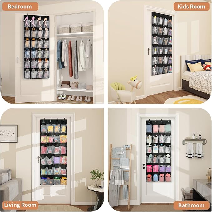 FENTEC 24 Pocket Over Door Shoe Organizer, Mesh Closet Shoe Holder - Image 5