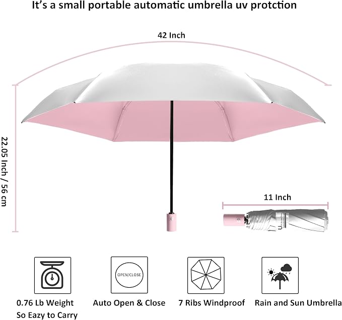 BAODINI Small UV Protection Travel Umbrella Compact - Image 6