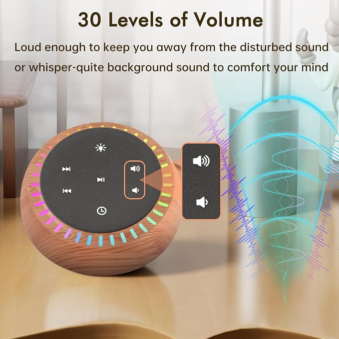 DreamSky Sound Machine for Sleep, 26 Sounds & RGB Light, USB-C Powered for Home - Image 5