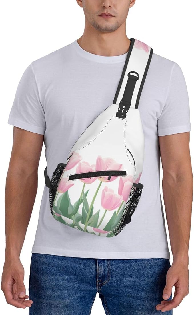 SUPLUCHOM Sling Bag Tulip Flower Hiking Daypack Crossbody Shoulder Backpack - Image 7