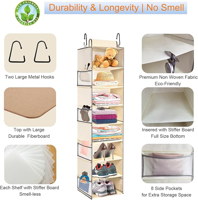 2 Pack Large-Sized Hanging Shoe Organizer 8-Shelf, Hanging Closet Organizer - Image 5
