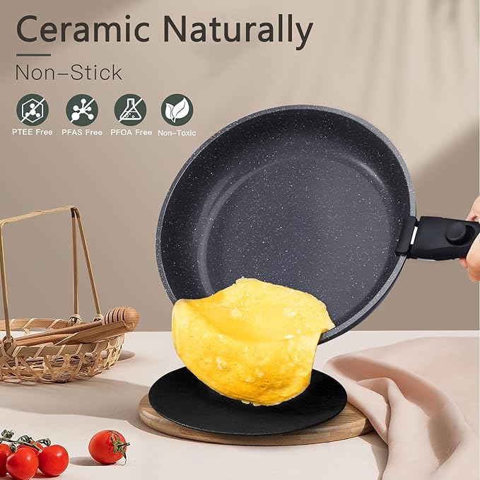 GiPP Ceramic Pots and Pans Set Non Stick, Nonstick Detachable Handle Cookware - Image 5