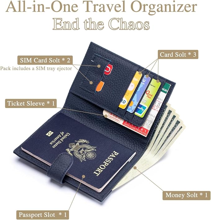 RFID Slim Leather Passport Holder - Image 2