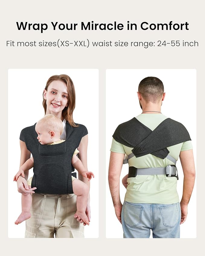 Newborn Carrier, Cozy Baby Carrier, Ergonomic Cross-Back Wrap, Hands-Free - Image 5