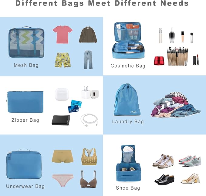 BAGAIL 8 Set Packing Cubes Luggage Packing Organizers - Image 5