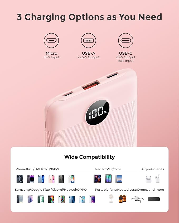 VEEKTOMX Small Portable Charger, Mini Power Bank 10000mAh, PD 22.5W Fast - Image 7