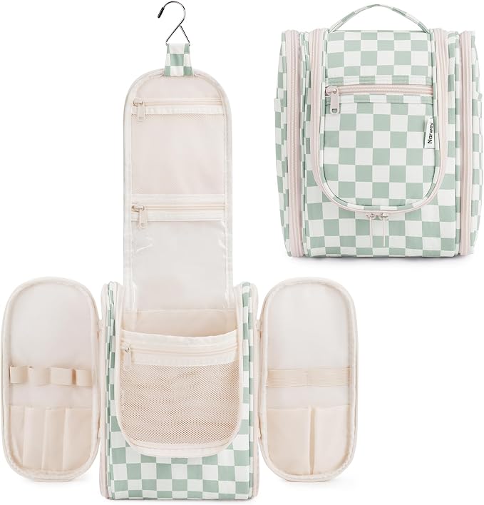 Narwey Small Checkered Hanging Travel Toiletry Bag by Narwey