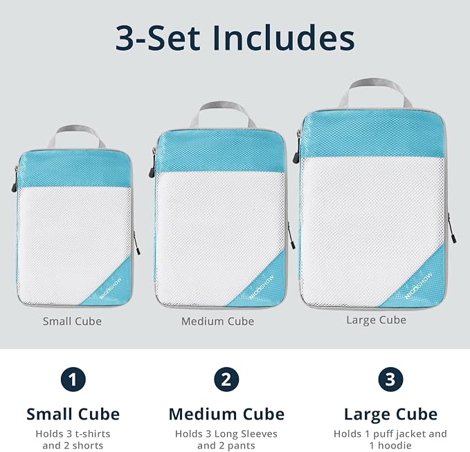 Compression Packing Cubes 3 Set, Compressible Space-Saving Packing Cubes - Image 3