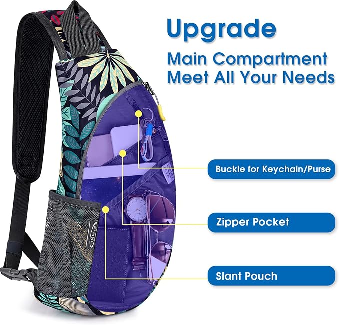 G4Free Sling Bag for Men Women, Small Crossbody Backpack Lightweight Chest - Image 2