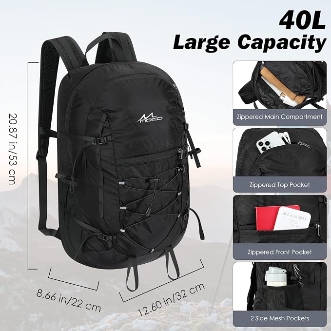 MoKo Hiking Backpack, 40L Large Capacity Camping Backpack - Image 2