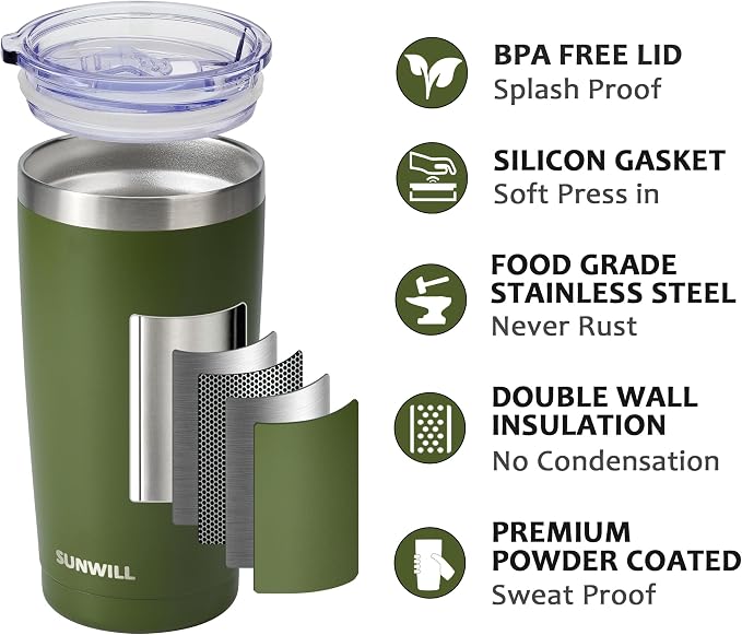 SUNWILL Travel Coffee Tumbler 20 oz, Insulated Mug - Image 2