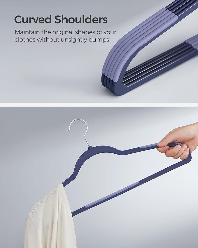 SONGMICS Clothes Hangers, Space-Saving, Dark Blue Ash and Light Blue Ash - Image 3