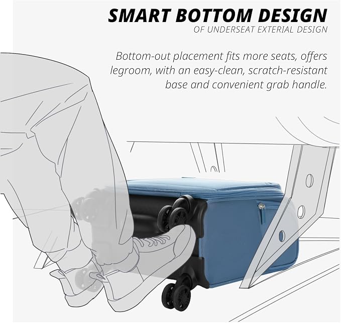 Verage Under Seat Luggage with Wheels, Softside Small Suitcase Spinner Carry On - Image 8