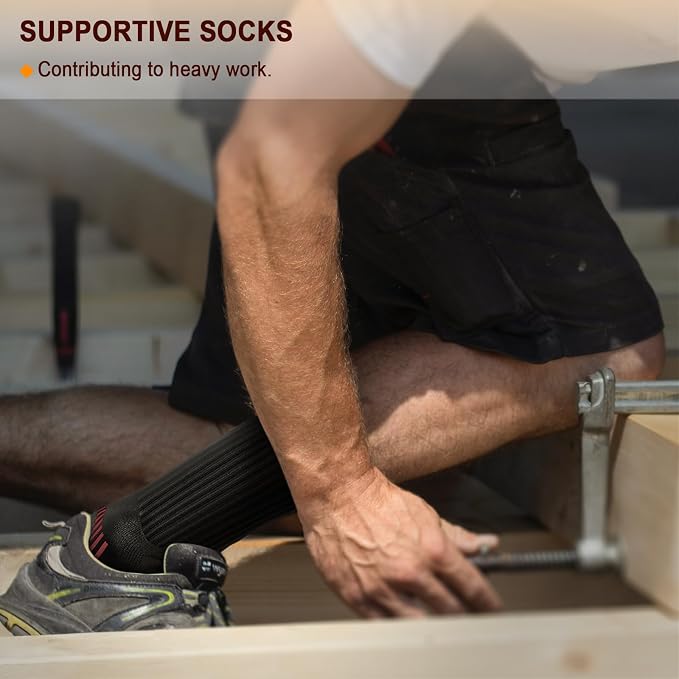 BULLIANT Compression Socks for Men 6Pairs, Athletic Crew Socks Cushioned For - Image 8